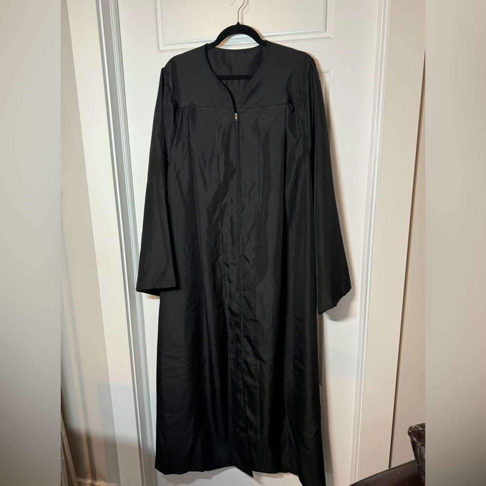 Black Academic Graduation Gown with Zip Front Closure